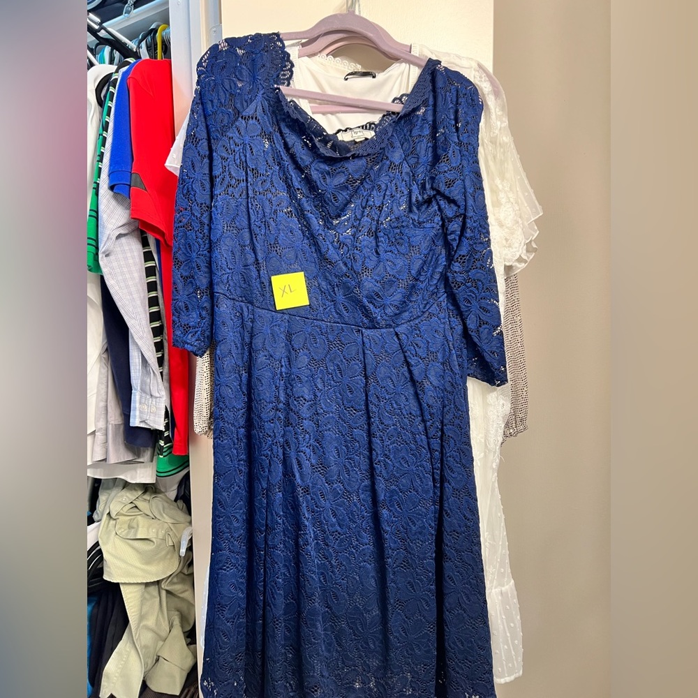 Blue embroidered cocktail dress